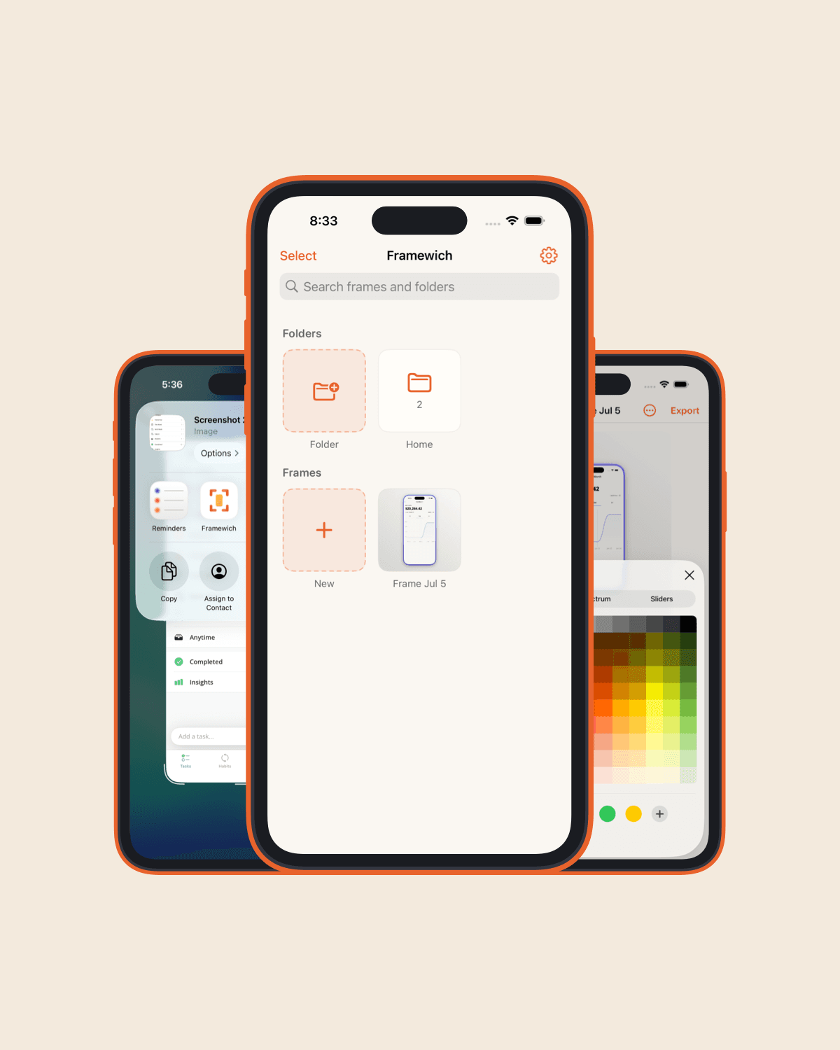 A matching set of App Store screenshots exported from Framewich